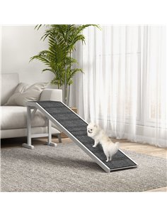 PawHut Pet Ramp for Dogs with Non-Slip Carpet and Top Platform - White & Grey 2