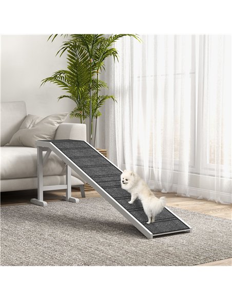 PawHut Pet Ramp for Dogs with Non-Slip Carpet and Top Platform - White & Grey - pic 195802 | FastDaddyshop