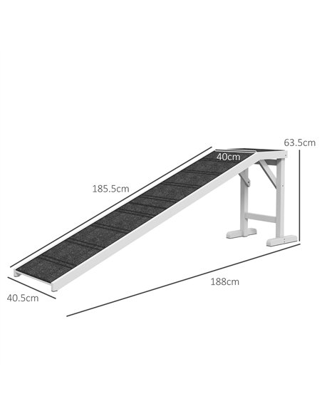 PawHut Pet Ramp for Dogs with Non-Slip Carpet and Top Platform - White & Grey - pic 195803 | FastDaddyshop