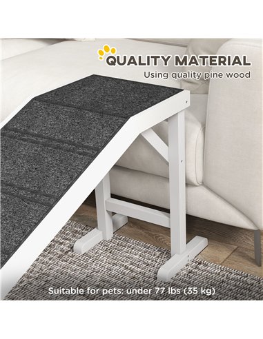 PawHut Pet Ramp for Dogs with Non-Slip Carpet and Top Platform - White & Grey