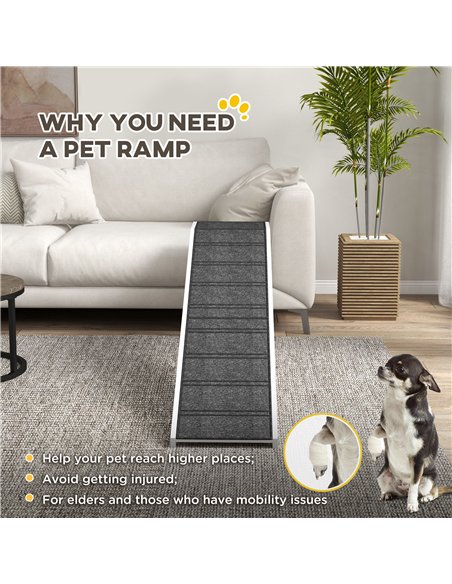 PawHut Pet Ramp for Dogs with Non-Slip Carpet and Top Platform - White & Grey - pic 195805 | FastDaddyshop