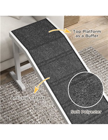 PawHut Pet Ramp for Dogs with Non-Slip Carpet and Top Platform - White & Grey
