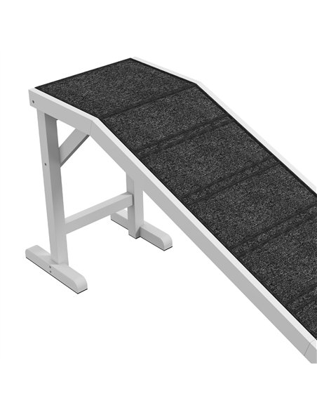 PawHut Pet Ramp for Dogs with Non-Slip Carpet and Top Platform - White & Grey - pic 195808 | FastDaddyshop