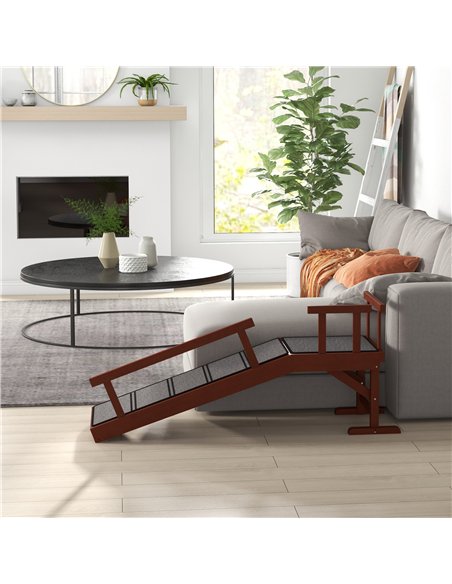 PawHut Wooden Dog Ramp with Removable Guardrails, Non-Slip Surface, 125 cm Long, Brown - pic 195816 | FastDaddyshop
