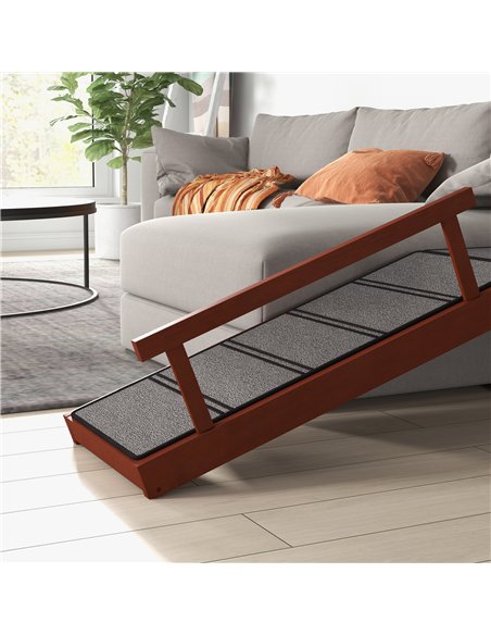 PawHut Wooden Dog Ramp with Removable Guardrails, Non-Slip Surface, 125 cm Long, Brown - pic 195817 | FastDaddyshop