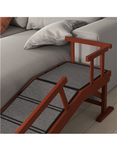 PawHut Wooden Dog Ramp with Removable Guardrails, Non-Slip Surface, 125 cm Long, Brown