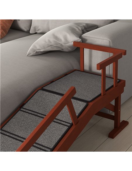 PawHut Wooden Dog Ramp with Removable Guardrails, Non-Slip Surface, 125 cm Long, Brown - pic 195818 | FastDaddyshop