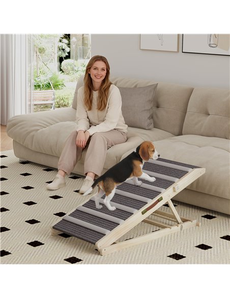 PawHut Dog Ramp for Couch, Adjustable Folding Pet Ramp, 4 Adjustable Height Dog Climbing Ladder, 35/43/47/50 cm Height - pic 195829 | FastDaddyshop