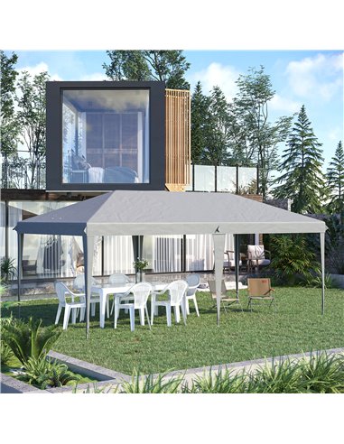 Outsunny 3x6m Pop Up Gazebo with Foldable Canopy, Carrying Bag, Grey