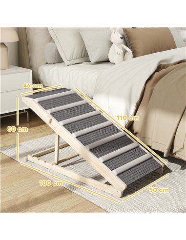 PawHut Dog Ramp for Couch, Adjustable Folding Pet Ramp, 4 Adjustable Height Dog Climbing Ladder, 35/43/47/50 cm Height