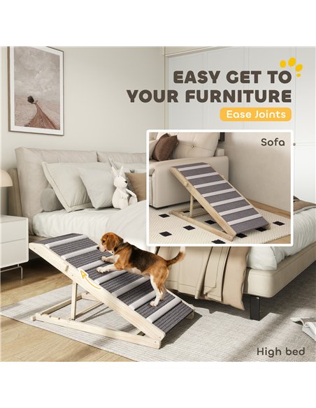 PawHut Dog Ramp for Couch, Adjustable Folding Pet Ramp, 4 Adjustable Height Dog Climbing Ladder, 35/43/47/50 cm Height - pic 195831 | FastDaddyshop