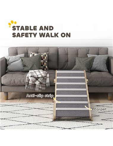 PawHut Dog Ramp for Couch, Adjustable Folding Pet Ramp, 4 Adjustable Height Dog Climbing Ladder, 35/43/47/50 cm Height