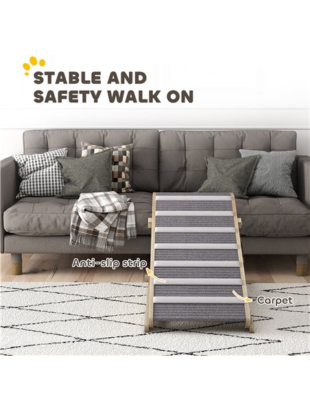 PawHut Dog Ramp for Couch, Adjustable Folding Pet Ramp, 4 Adjustable Height Dog Climbing Ladder, 35/43/47/50 cm Height - pic 195832 | FastDaddyshop