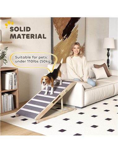 PawHut Dog Ramp for Couch, Adjustable Folding Pet Ramp, 4 Adjustable Height Dog Climbing Ladder, 35/43/47/50 cm Height