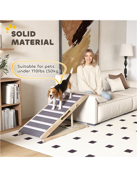 PawHut Dog Ramp for Couch, Adjustable Folding Pet Ramp, 4 Adjustable Height Dog Climbing Ladder, 35/43/47/50 cm Height - pic 195834 | FastDaddyshop