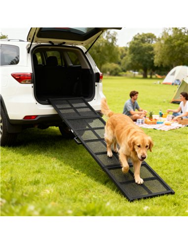 PawHut 191 x 50cm Dog Ramp for Car, Extra Long Pet Stairs with Non-Slip Surface, for Large Dogs, Black