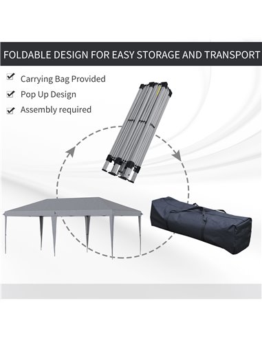 Outsunny 3x6m Pop Up Gazebo with Foldable Canopy, Carrying Bag, Grey