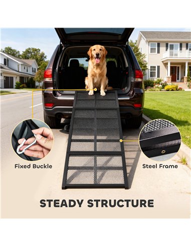 PawHut 191 x 50cm Dog Ramp for Car, Extra Long Pet Stairs with Non-Slip Surface, for Large Dogs, Black