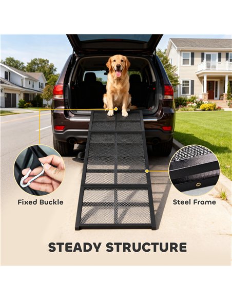 PawHut 191 x 50cm Dog Ramp for Car, Extra Long Pet Stairs with Non-Slip Surface, for Large Dogs, Black - pic 195851 | FastDaddyshop
