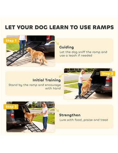 PawHut 191 x 50cm Dog Ramp for Car, Extra Long Pet Stairs with Non-Slip Surface, for Large Dogs, Black