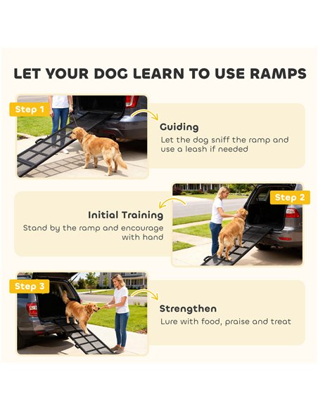 PawHut 191 x 50cm Dog Ramp for Car, Extra Long Pet Stairs with Non-Slip Surface, for Large Dogs, Black - pic 195853 | FastDaddyshop