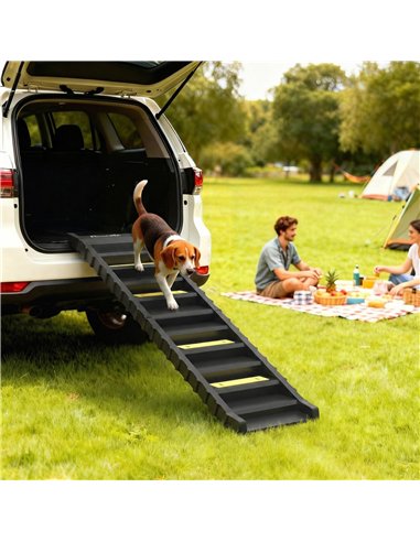 PawHut Dog Car Ramp with Anti-Slip Steps, 10-Steps Pet Stairs for Pets to Access Cars and High Beds, Black