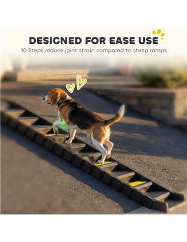 PawHut Dog Car Ramp with Anti-Slip Steps, 10-Steps Pet Stairs for Pets to Access Cars and High Beds, Black