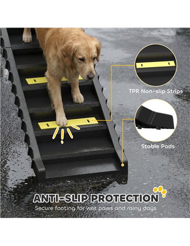 PawHut Dog Car Ramp with Anti-Slip Steps, 10-Steps Pet Stairs for Pets to Access Cars and High Beds, Black