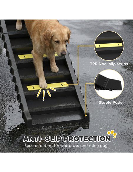 PawHut Dog Car Ramp with Anti-Slip Steps, 10-Steps Pet Stairs for Pets to Access Cars and High Beds, Black - pic 195859 | FastDaddyshop