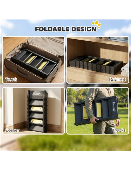 PawHut Dog Car Ramp with Anti-Slip Steps, 10-Steps Pet Stairs for Pets to Access Cars and High Beds, Black - pic 195860 | FastDaddyshop