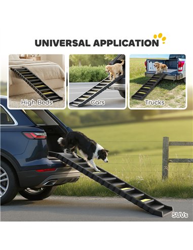 PawHut Dog Car Ramp with Anti-Slip Steps, 10-Steps Pet Stairs for Pets to Access Cars and High Beds, Black
