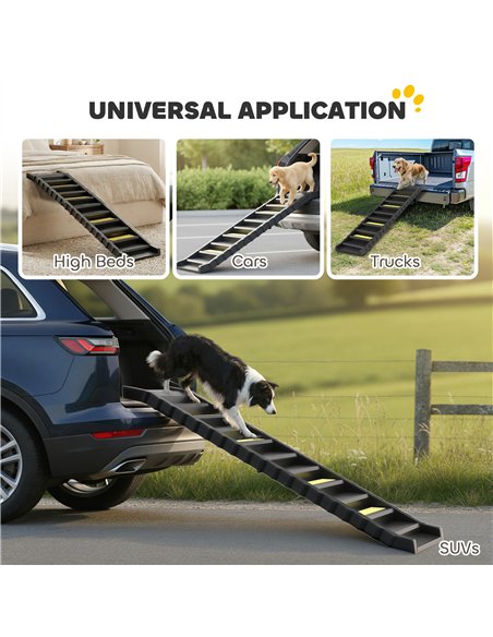 PawHut Dog Car Ramp with Anti-Slip Steps, 10-Steps Pet Stairs for Pets to Access Cars and High Beds, Black - pic 195861 | FastDaddyshop