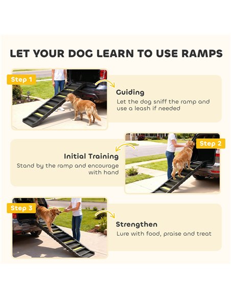 PawHut Dog Car Ramp with Anti-Slip Steps, 10-Steps Pet Stairs for Pets to Access Cars and High Beds, Black - pic 195862 | FastDaddyshop