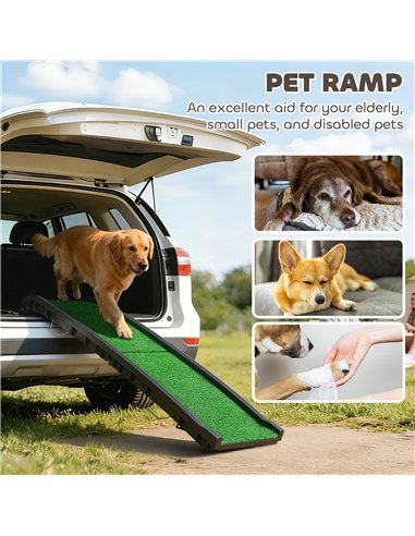 PawHut Foldable Dog Ramp with Artificial Anti-slip Surface, Portable & Lightweight, for Cars, Home, 155 x 38.5 x 15.5 cm