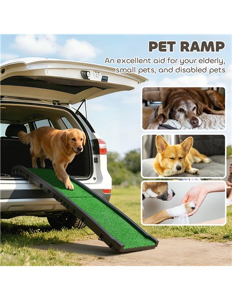 PawHut Foldable Dog Ramp with Artificial Anti-slip Surface, Portable & Lightweight, for Cars, Home, 155 x 38.5 x 15.5 cm - pic 195867 | FastDaddyshop