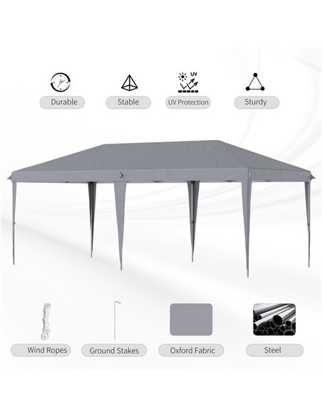Outsunny 3 x 6 m Pop Up Gazebo, Foldable Canopy Tent, Height Adjustable Wedding Awning Canopy w/ Carrying Bag, Grey - pic 19587 | FastDaddyshop