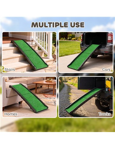 PawHut Foldable Dog Ramp with Artificial Anti-slip Surface, Portable & Lightweight, for Cars, Home, 155 x 38.5 x 15.5 cm