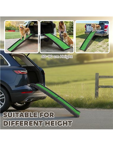 PawHut Foldable Dog Ramp with Artificial Anti-slip Surface, Portable & Lightweight, for Cars, Home, 155 x 38.5 x 15.5 cm