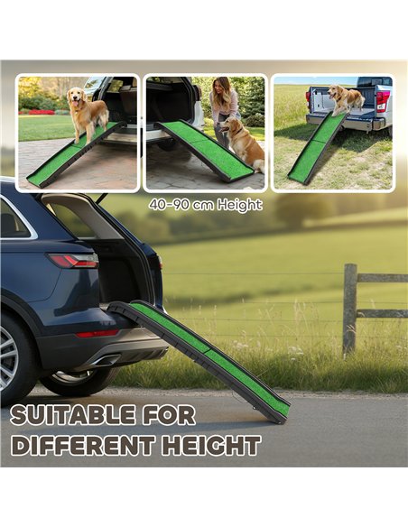 PawHut Foldable Dog Ramp with Artificial Anti-slip Surface, Portable & Lightweight, for Cars, Home, 155 x 38.5 x 15.5 cm - pic 195871 | FastDaddyshop