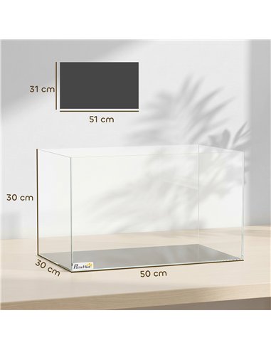 PawHut Fish Tank Bare Glass for DIY Glass Aquarium with Protective Base Mat 43L Transparent for Fish Shrimps
