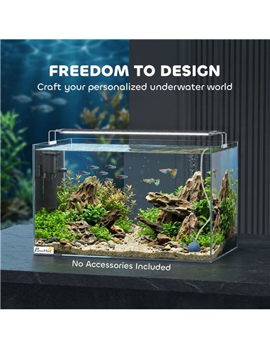 PawHut Fish Tank Bare Glass for DIY Glass Aquarium with Protective Base Mat 43L Transparent for Fish Shrimps