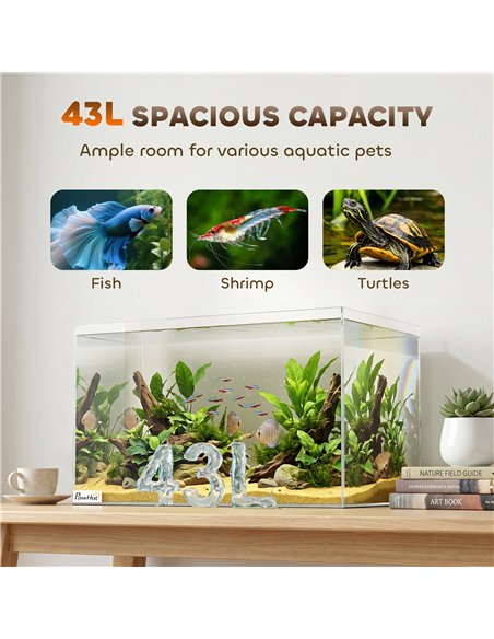 PawHut Fish Tank Bare Glass for DIY Glass Aquarium with Protective Base Mat 43L Transparent for Fish Shrimps - pic 195905 | FastDaddyshop