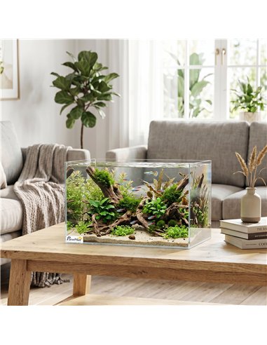 PawHut Fish Tank Bare Glass for DIY Glass Aquarium with Protective Base Mat 24L Transparent for Fish Shrimps