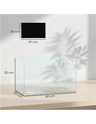 PawHut Fish Tank Bare Glass for DIY Glass Aquarium with Protective Base Mat 24L Transparent for Fish Shrimps