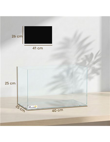 PawHut Fish Tank Bare Glass for DIY Glass Aquarium with Protective Base Mat 24L Transparent for Fish Shrimps - pic 195911 | FastDaddyshop