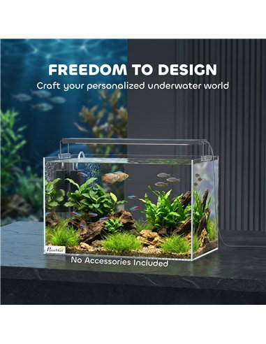 PawHut Fish Tank Bare Glass for DIY Glass Aquarium with Protective Base Mat 24L Transparent for Fish Shrimps