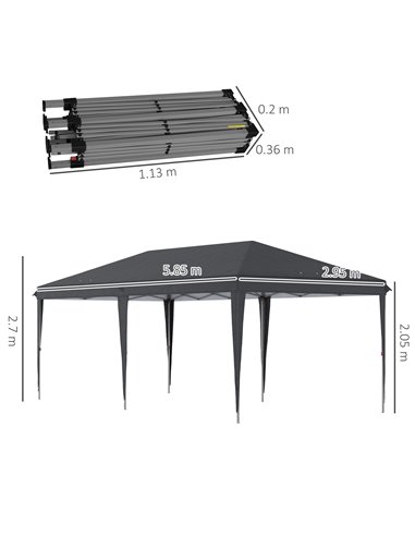 Outsunny 3x6m Pop Up Gazebo with Foldable Canopy, Carrying Bag, Black