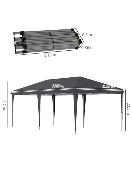 Outsunny 3x6m Pop Up Gazebo with Foldable Canopy, Carrying Bag, Black - pic 19593 | FastDaddyshop