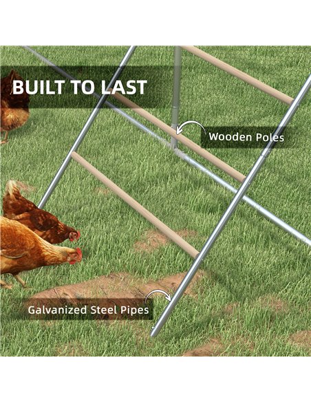 PawHut Chicken Perch for Coop, Wooden and Galvanised Steel Roosting Bar Jungle Gym, Chicken Roosting Ladder for Backyard Farm - pic 195931 | FastDaddyshop