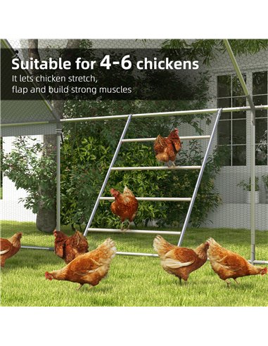 PawHut Chicken Perch for Coop, Wooden and Galvanised Steel Roosting Bar Jungle Gym, Chicken Roosting Ladder for Backyard Farm